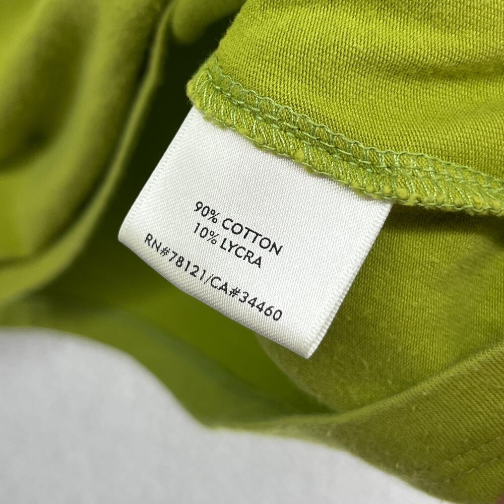 EILEEN FISHER Top L Stretch Organic Cotton Scoop Neck Cap Sleeve Green USA - Picture 6 of 9